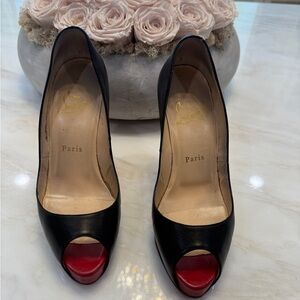 Christian Louboutin Black and Red Peep Toe Heels
